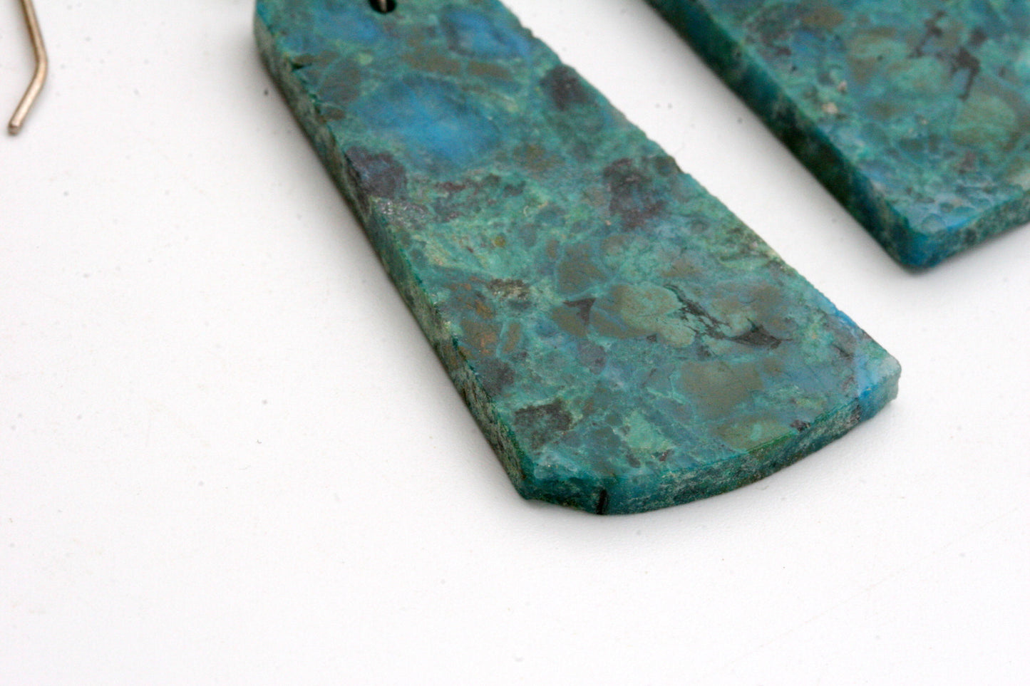 Chrysocolla Malachite Slab Earrings: Sterling Silver Boho Style