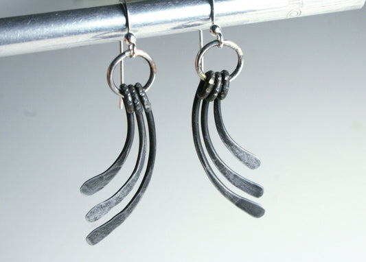 layered iron earrings with sterling silver ear wires. 