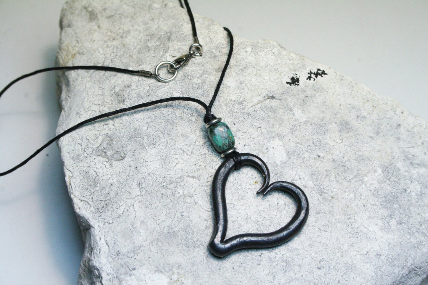 Iron Heart Necklace with Turquoise