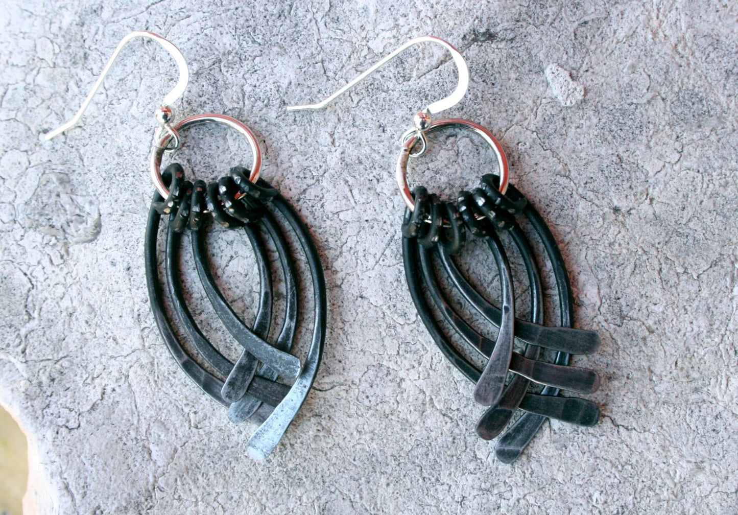 Hand Forged Iron layered Earrings