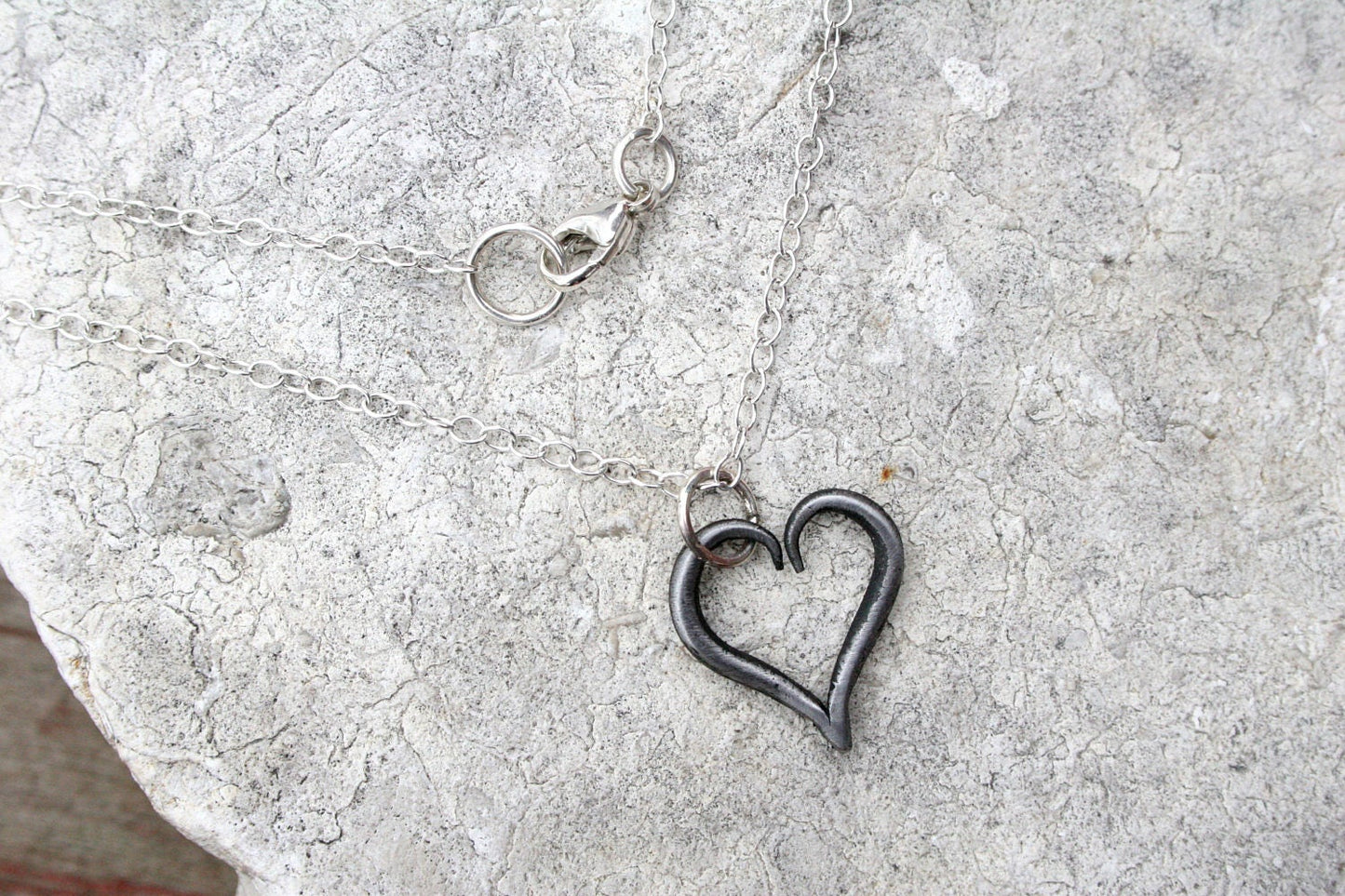 Tiny Iron Heart Necklace