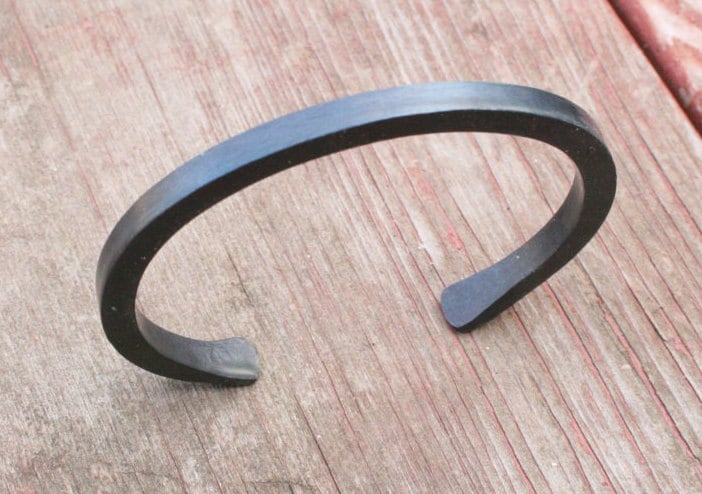 Heavy iron cuff bracelet. black iron bracelet for men