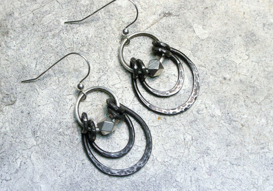 Modern Iron Hoop Earrings