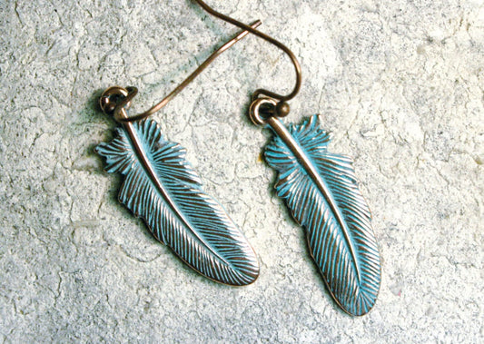 Bronze Feather Earrings