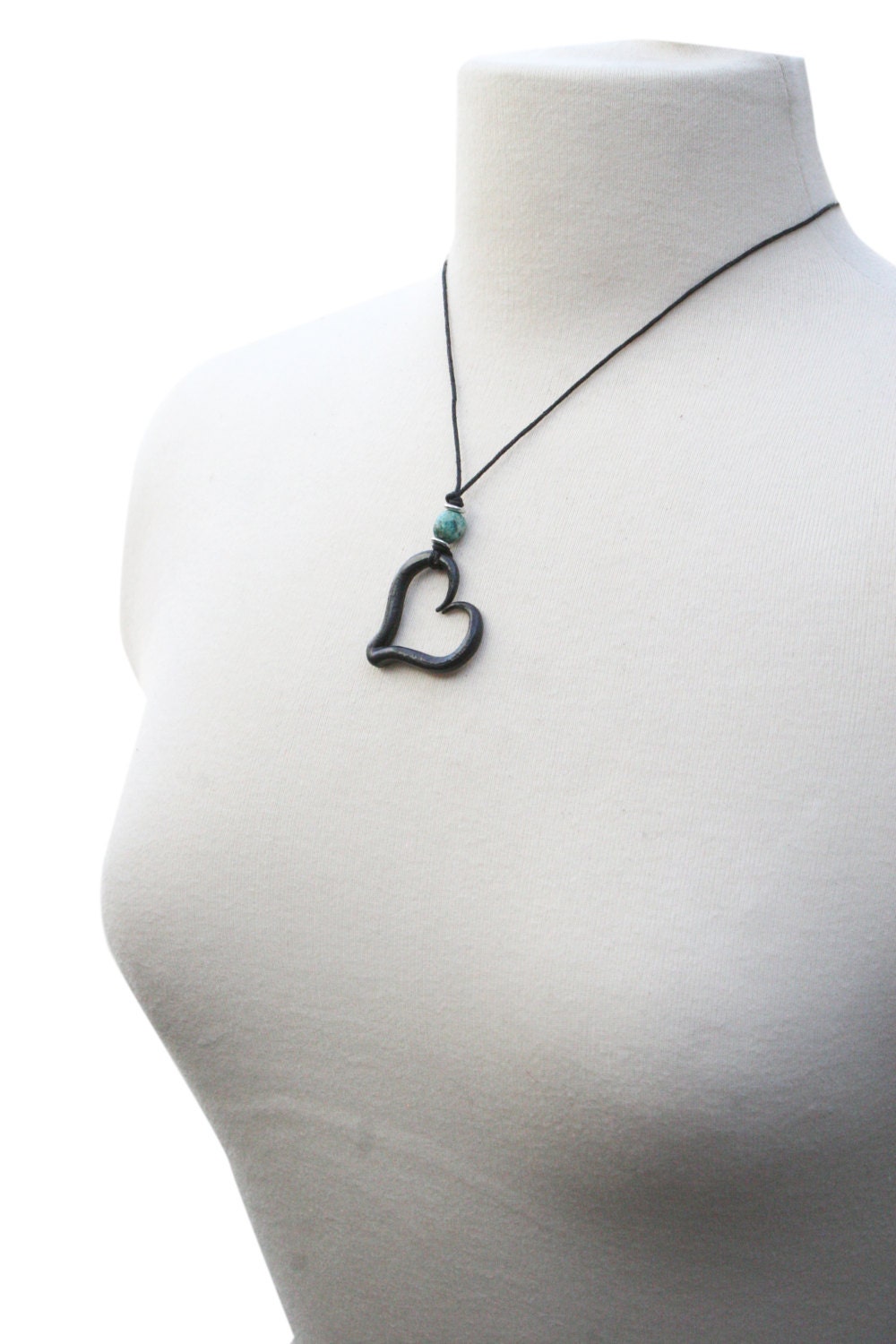 Iron Heart Necklace with Turquoise