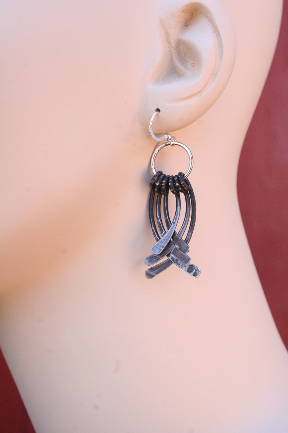 Hand Forged Iron layered Earrings