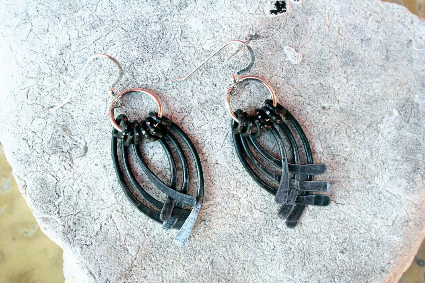Hand Forged Iron layered Earrings
