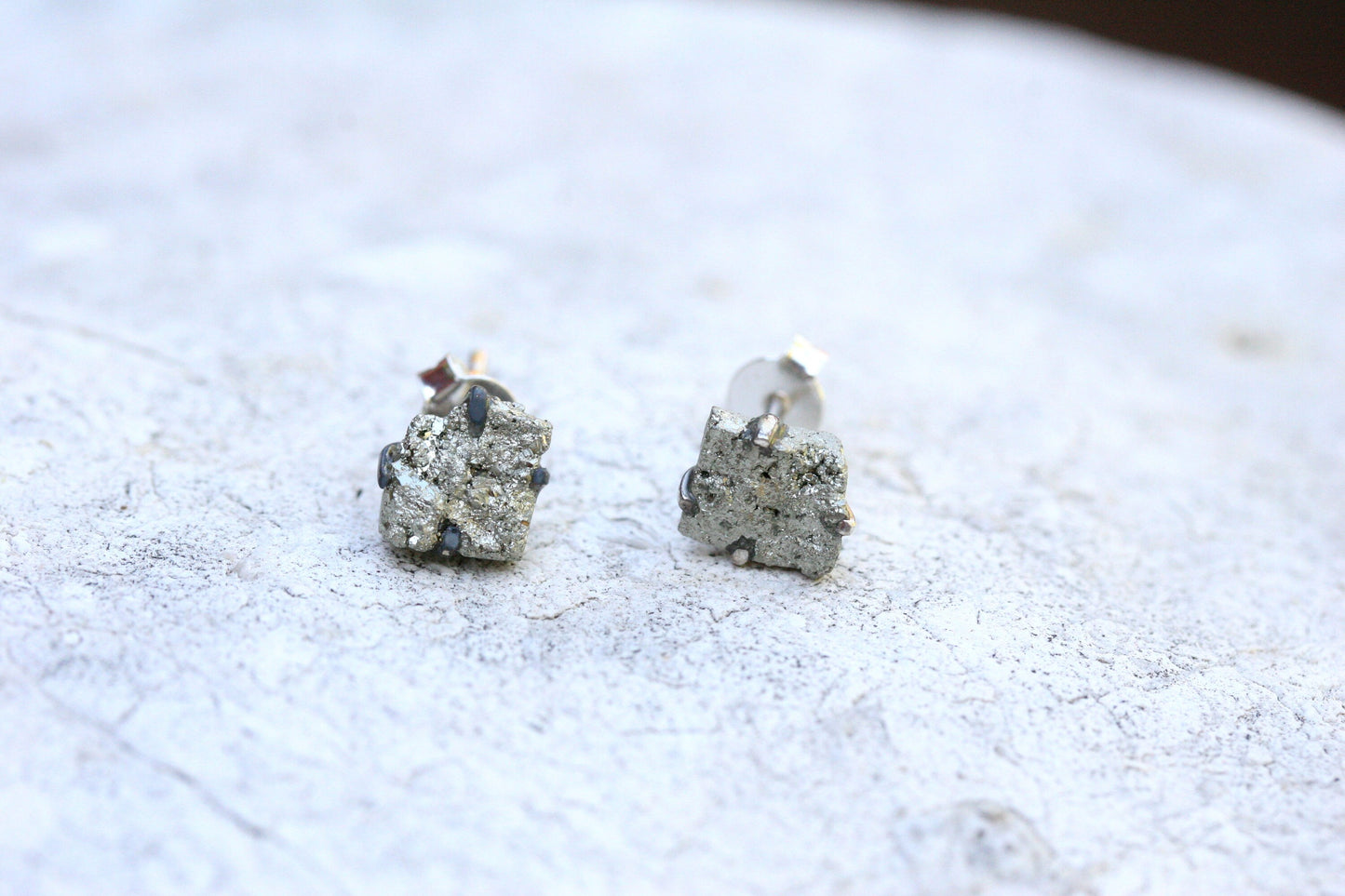 Raw Pyrite Stud Earrings