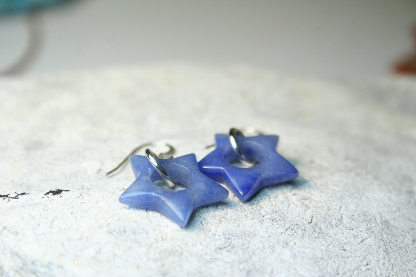 Blue Quartz Star Earrings