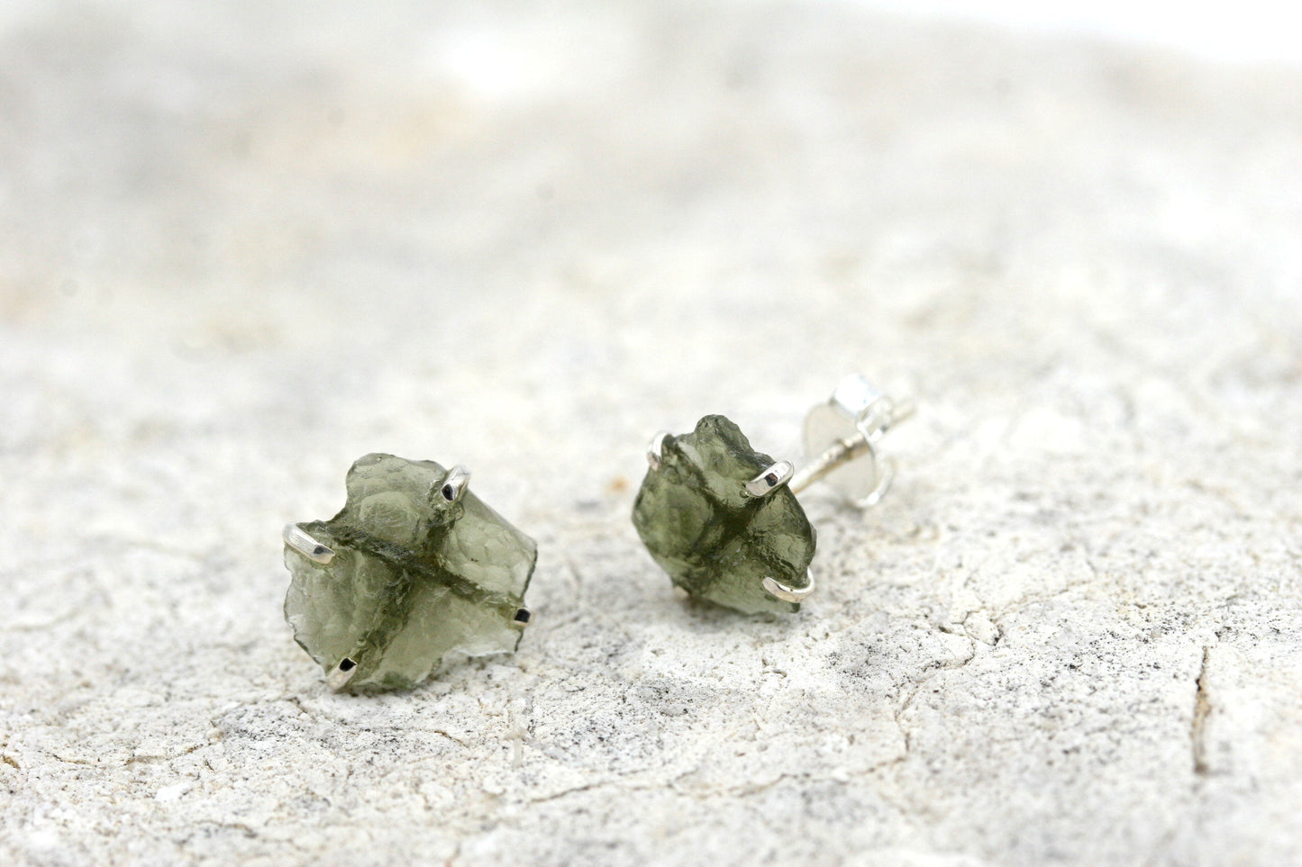 Moldavite Stud Earrings