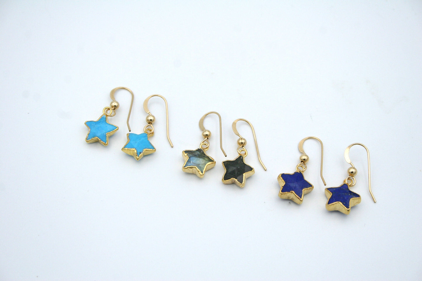 Star Gemstone Earrings With Gold Accents
