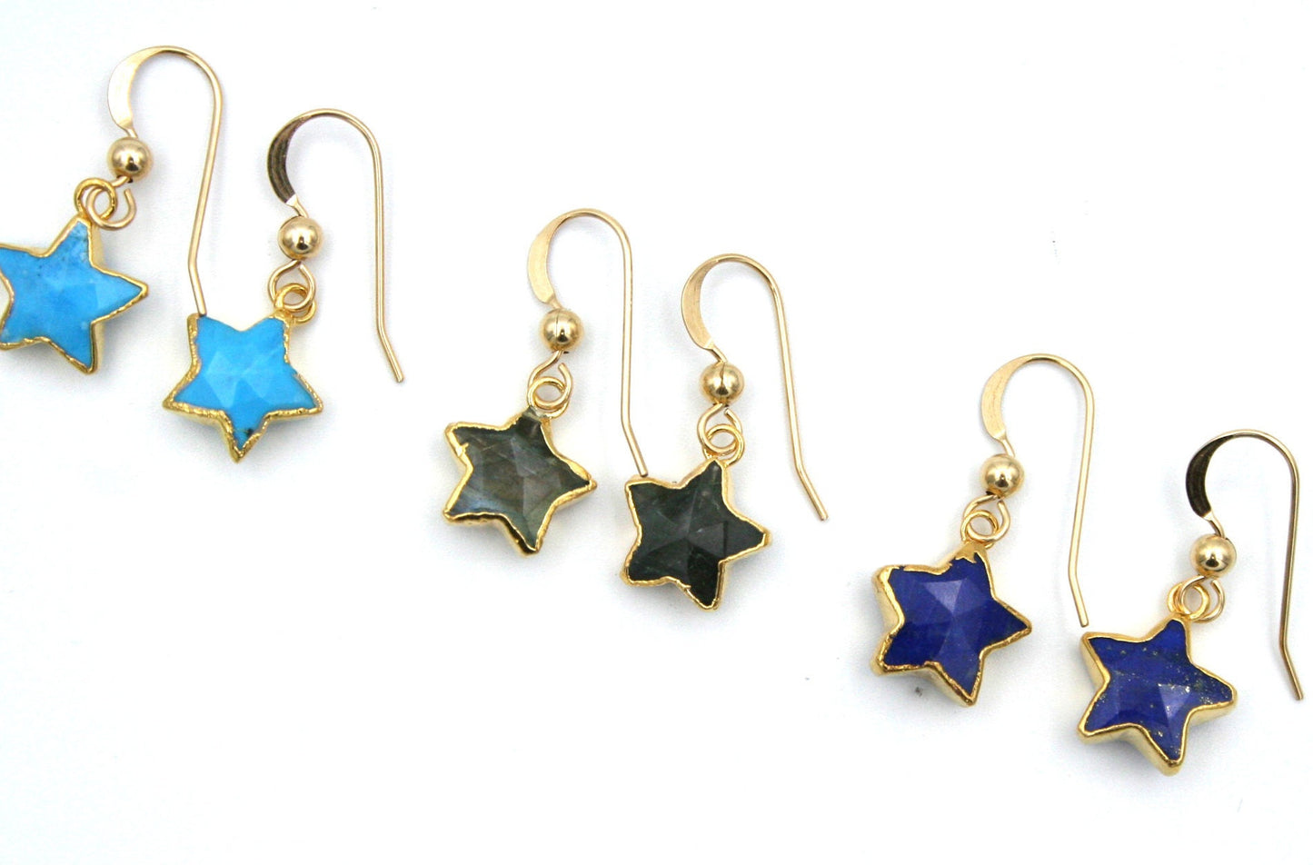 Star Gemstone Earrings With Gold Accents