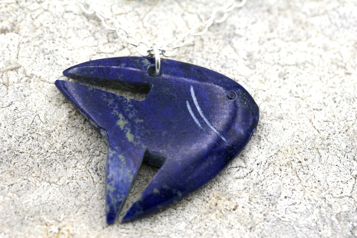 Lapis Lazuli Angelfish Pendant