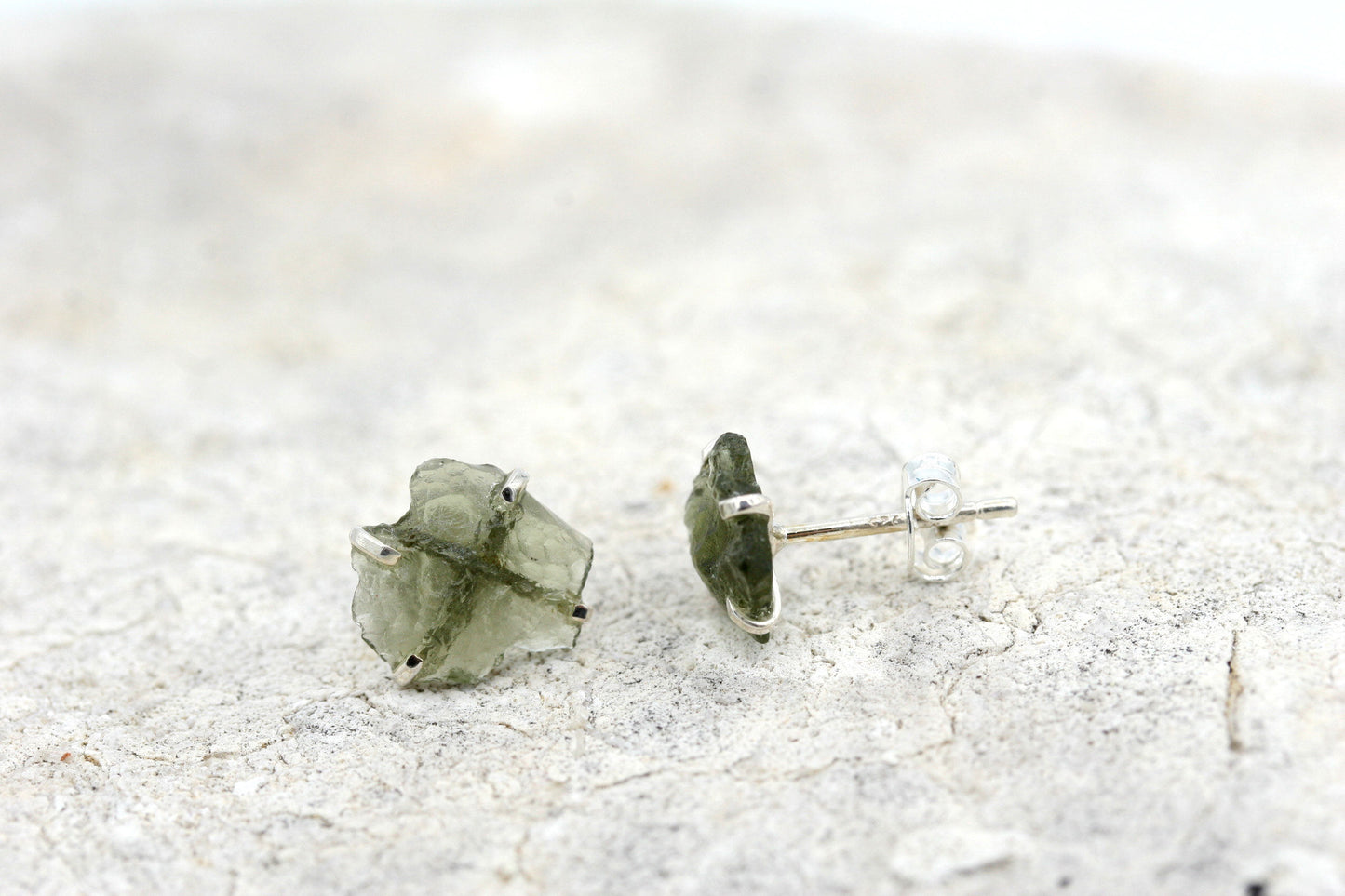Moldavite Stud Earrings