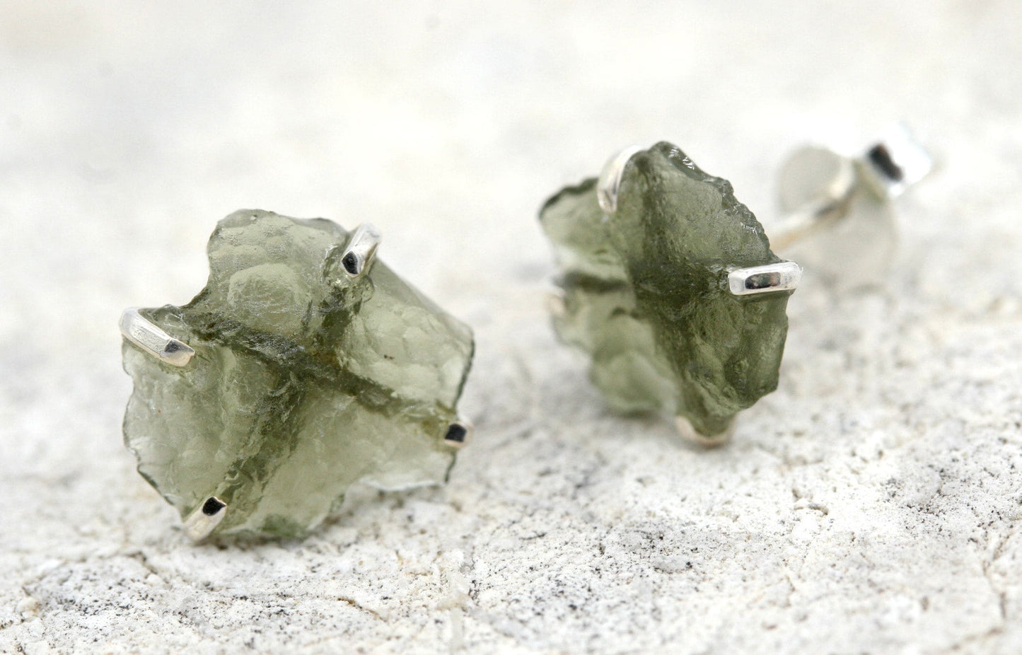 Moldavite Stud Earrings