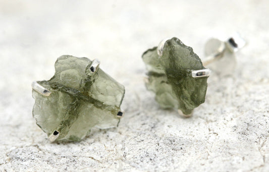 Moldavite Stud Earrings