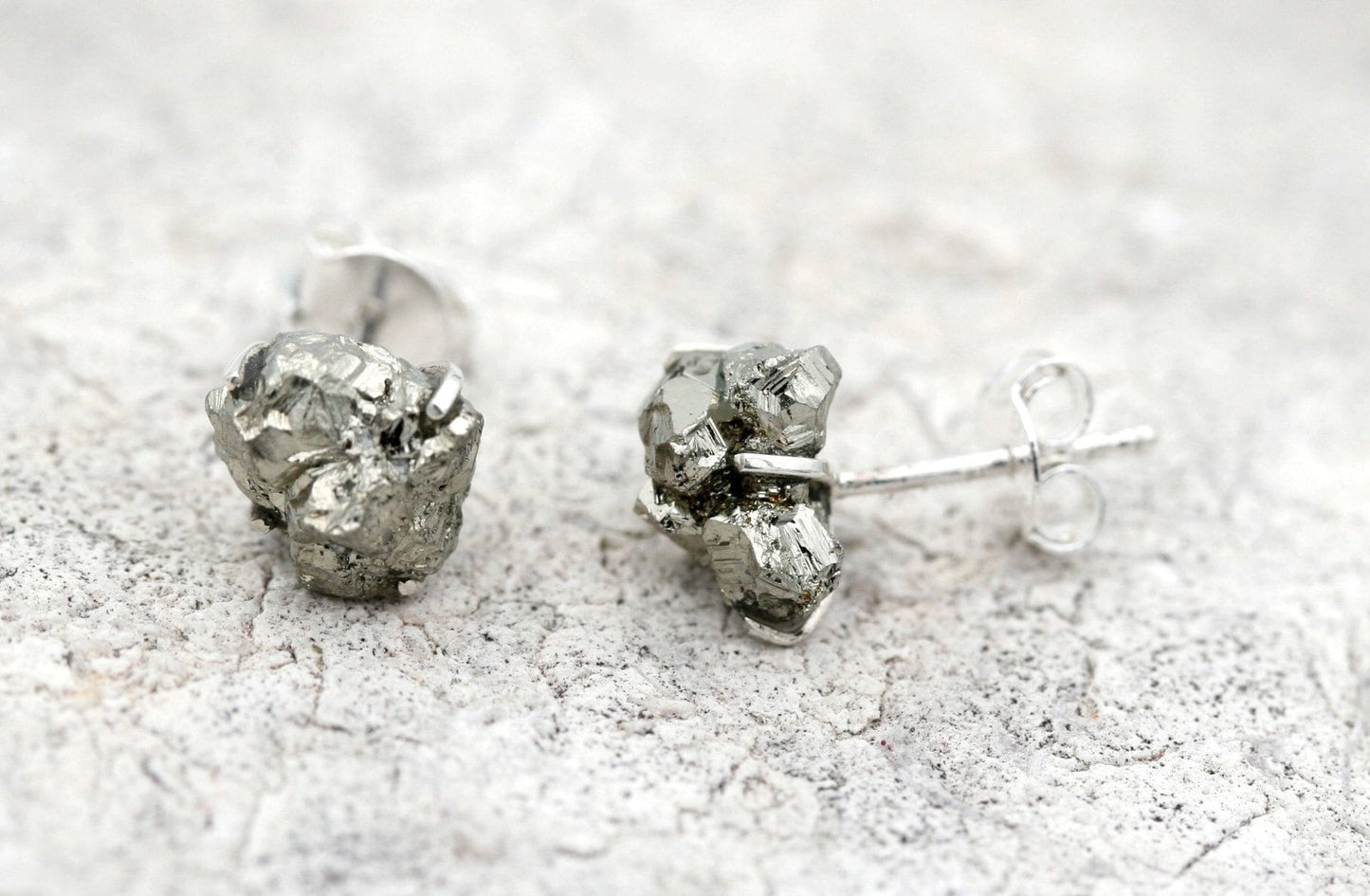 Raw Pyrite Stud Earrings