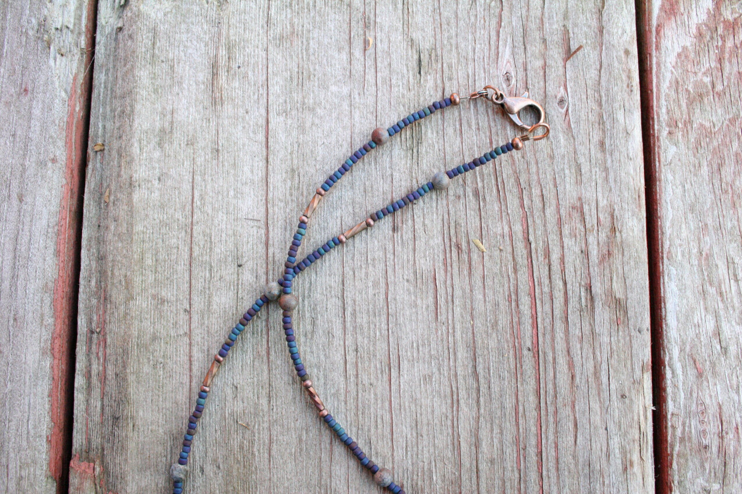 Ammonite Spiral Shell Necklace with seed beads