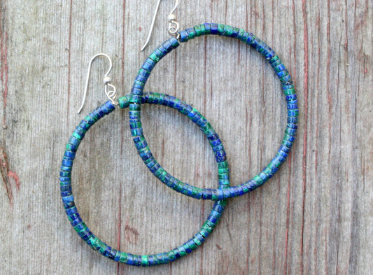 Azurite Large Hoop Earrings