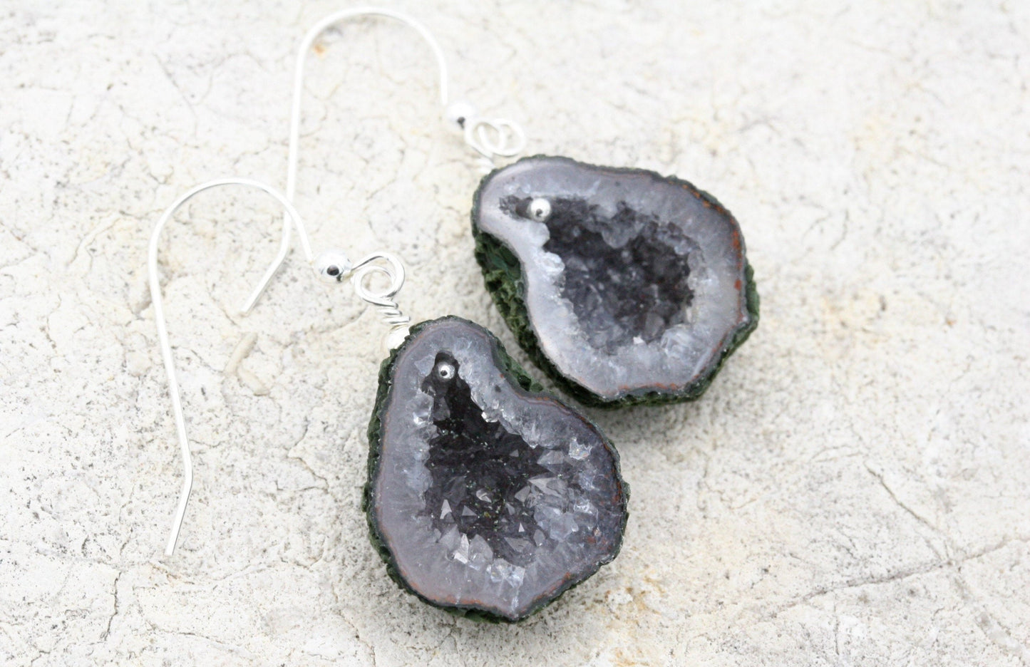 Natural Geode Drop Earrings