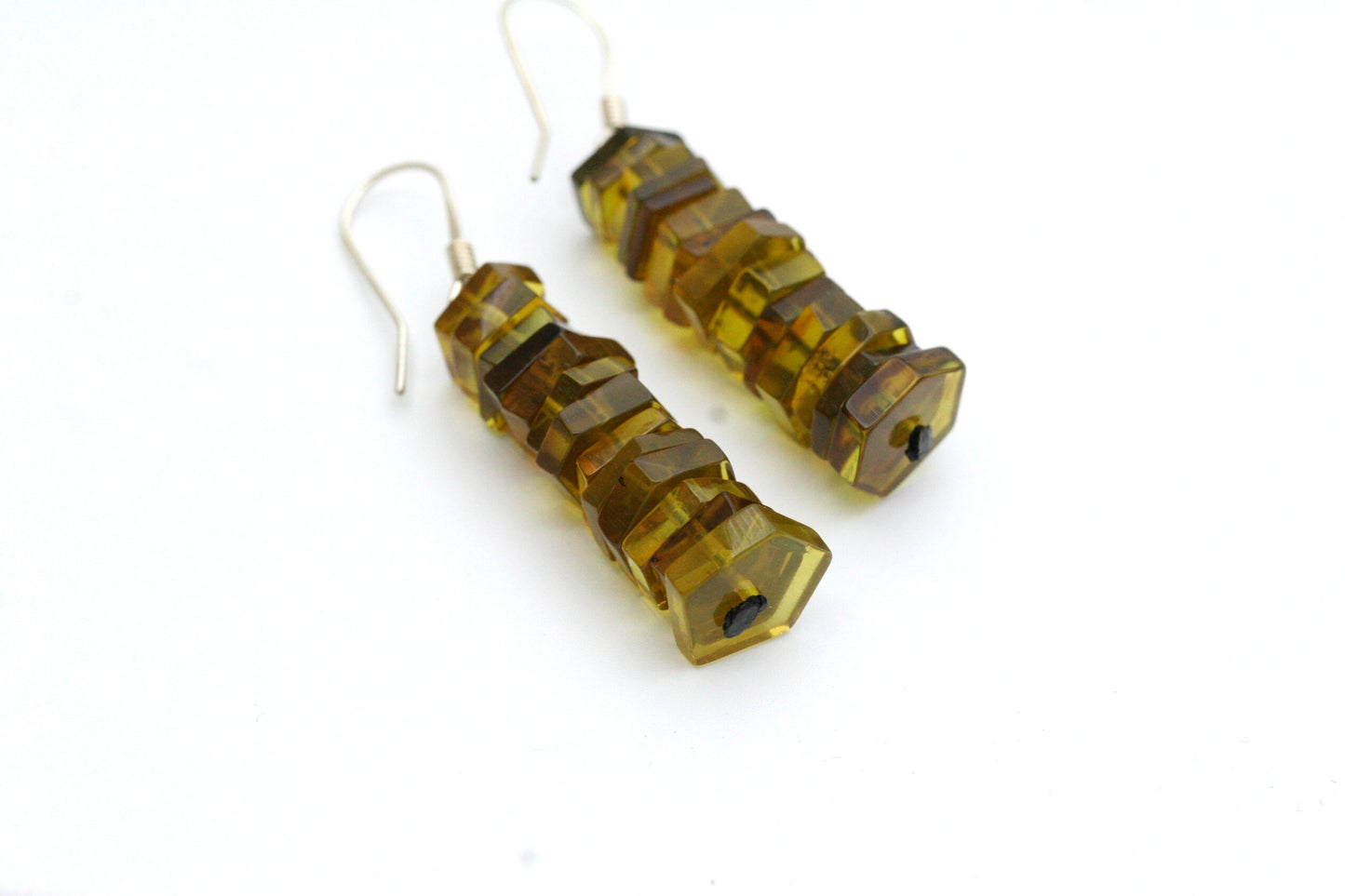 Green Amber Stack Earrings