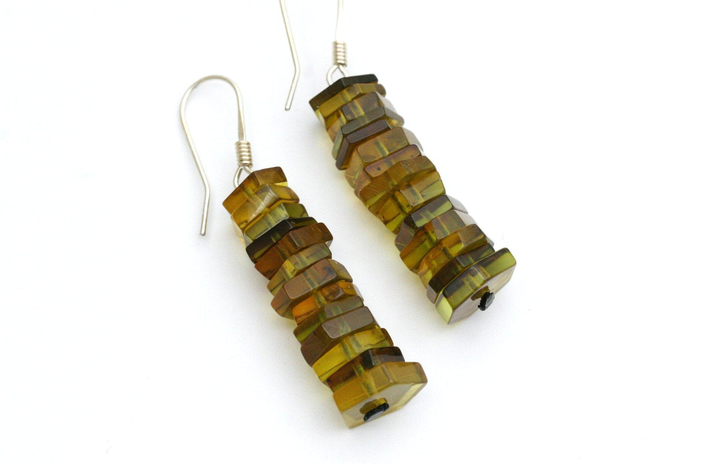 Green Amber Stack Earrings