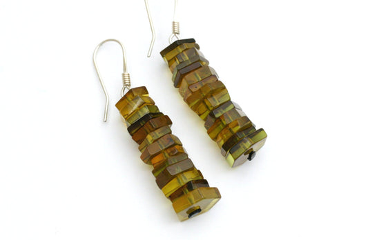 Green Amber Stack Earrings