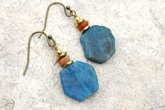 Apatite and Sunstone Earrings