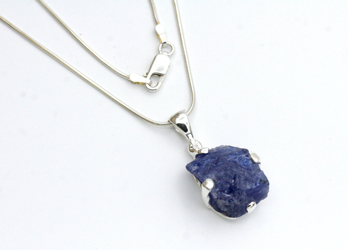 Raw Tanzanite Necklace in Sterling Silver