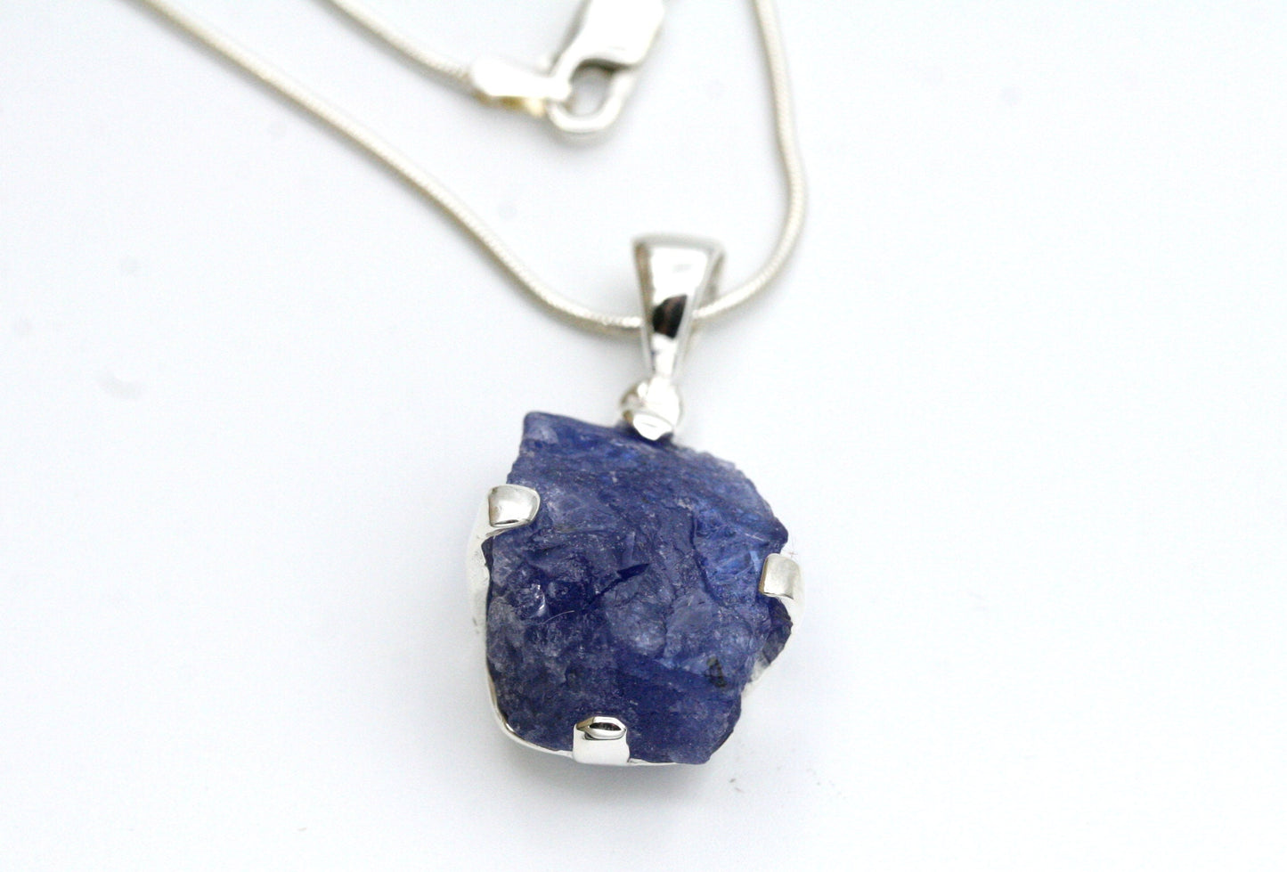 Raw Tanzanite Necklace in Sterling Silver