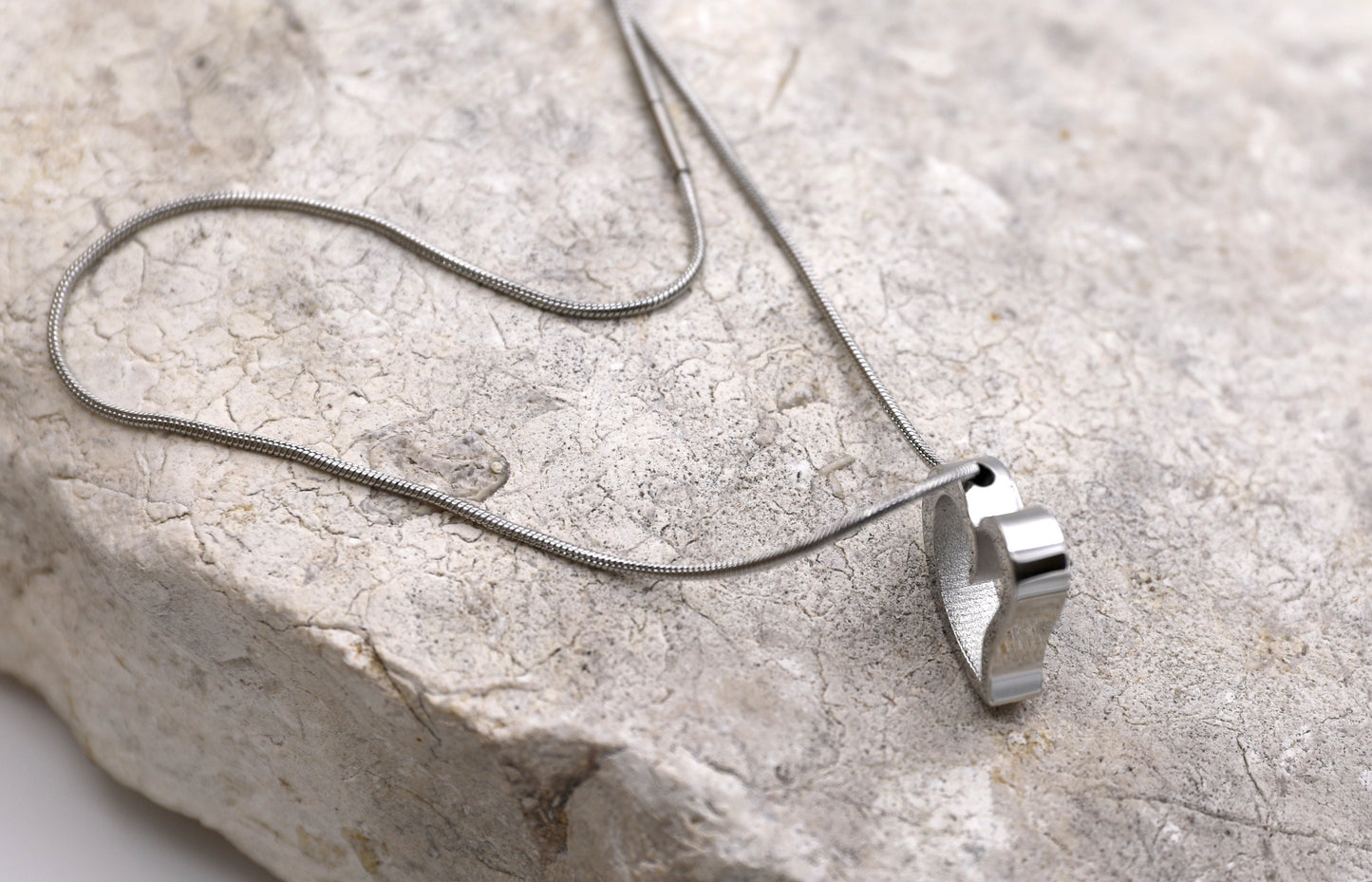 Steel heart with Pendant with Moissanite