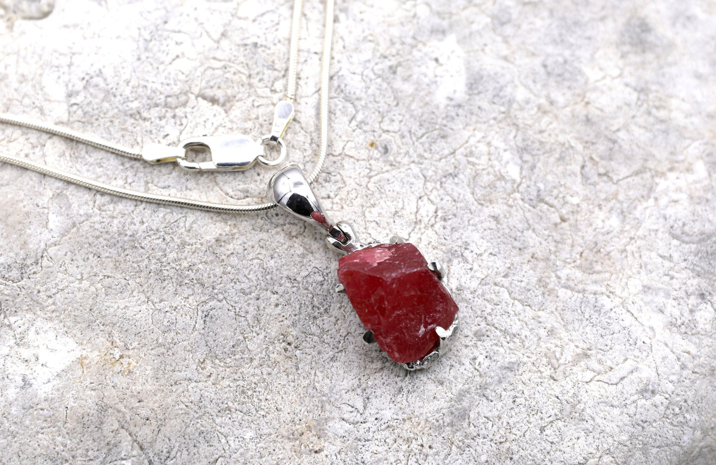 Raw Rhodonite Necklace