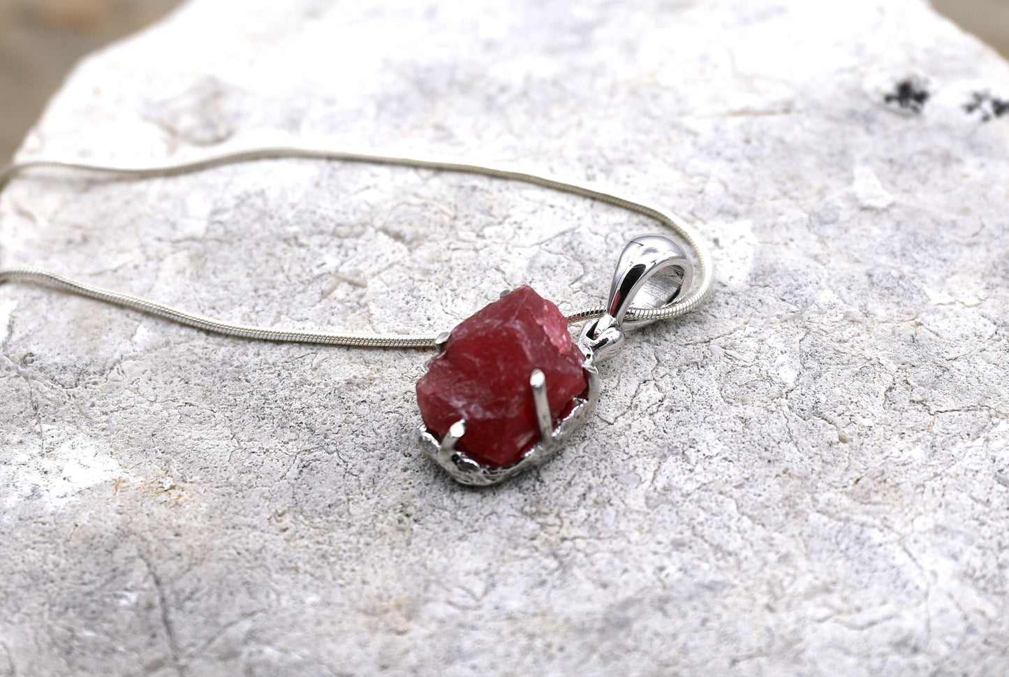 Raw Rhodonite Necklace