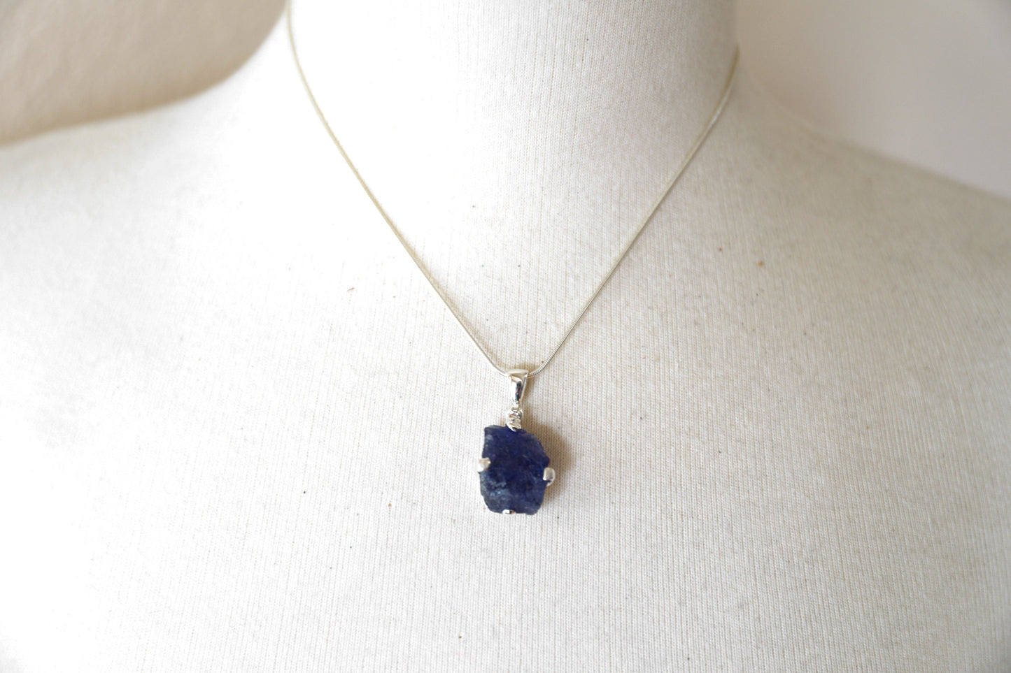 Raw Tanzanite Necklace in Sterling Silver