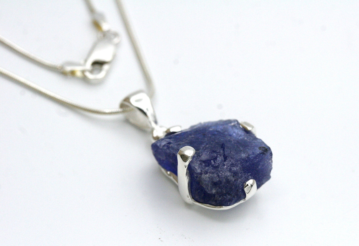 Raw Tanzanite Necklace in Sterling Silver