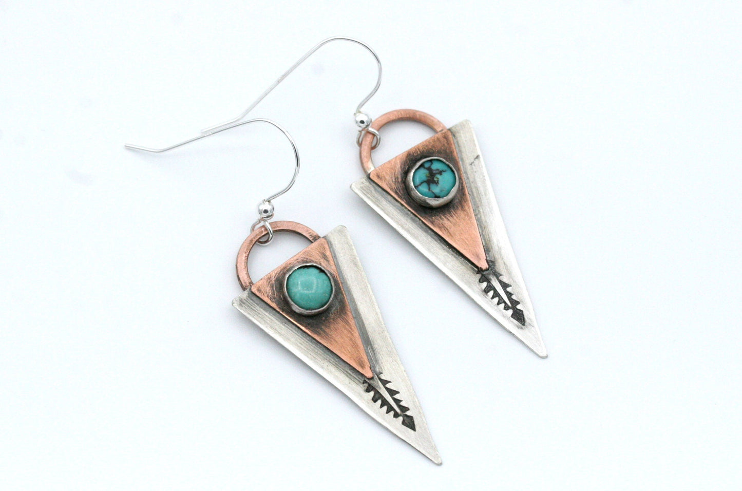 Kingman Turquoise and Sterling Silver Mixed Metal Earrings