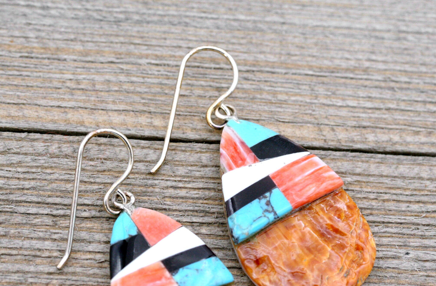 Spiny Oyster Zuni Inlay Earrings