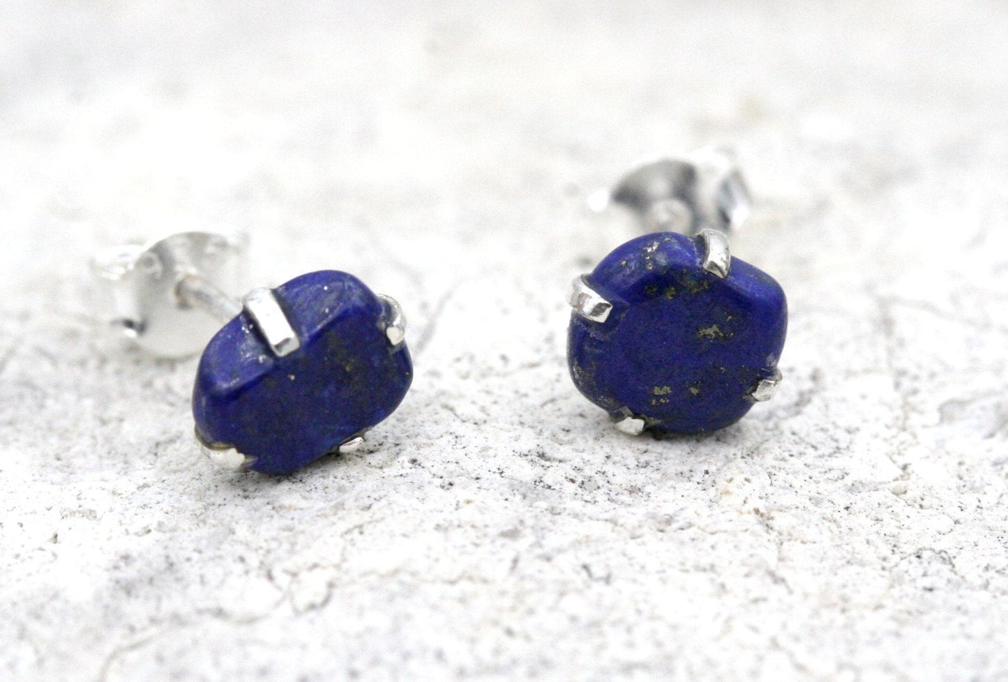 Lapis Lazuli Stud Earrings in Sterling Silver