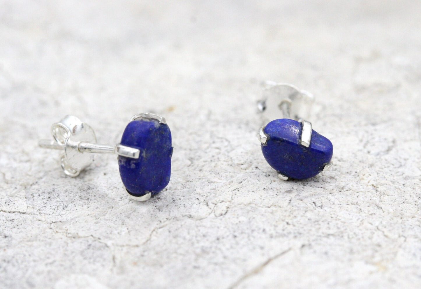 Lapis Lazuli Stud Earrings in Sterling Silver