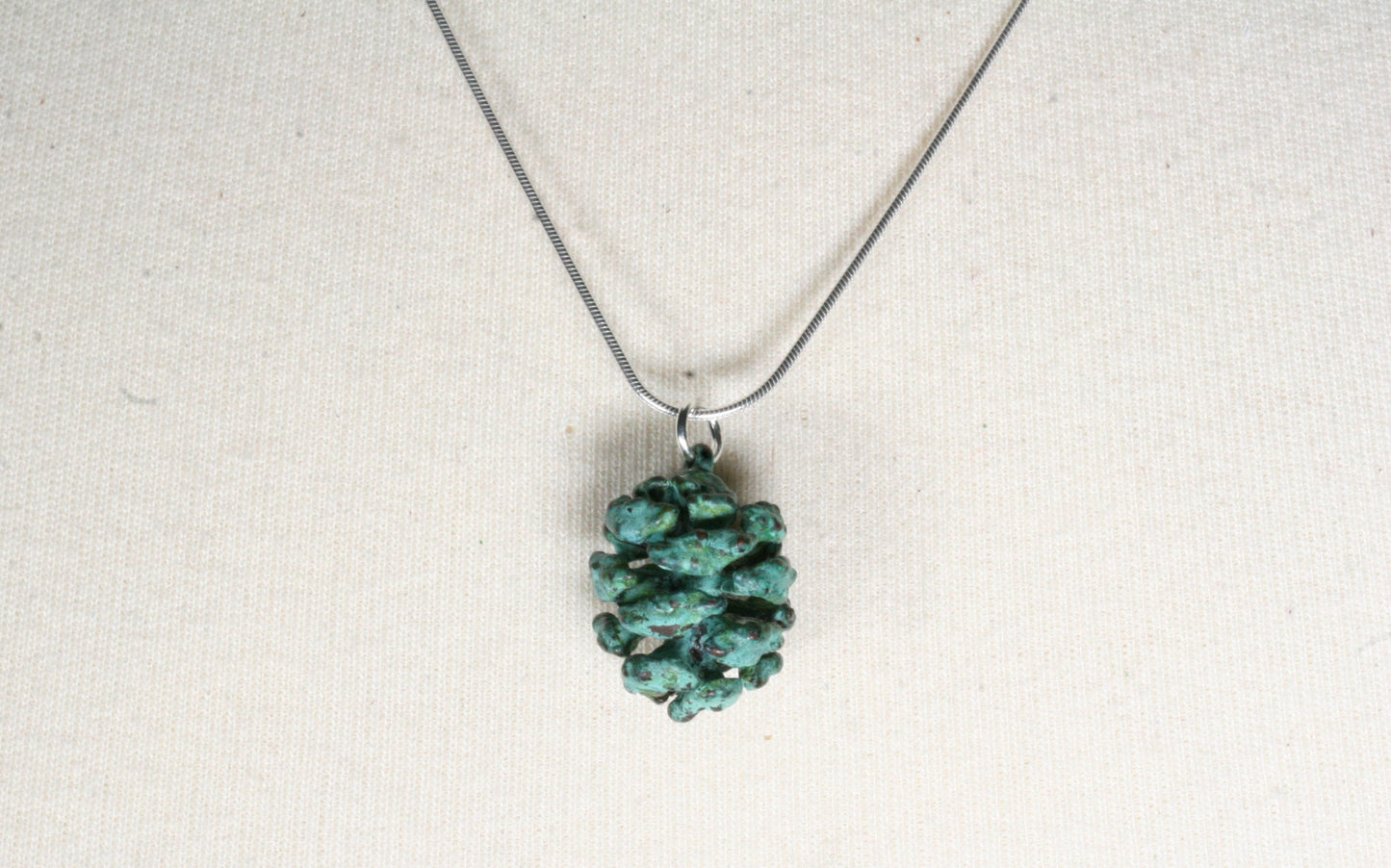 Patina Pinecone Necklace with sterling silver chain