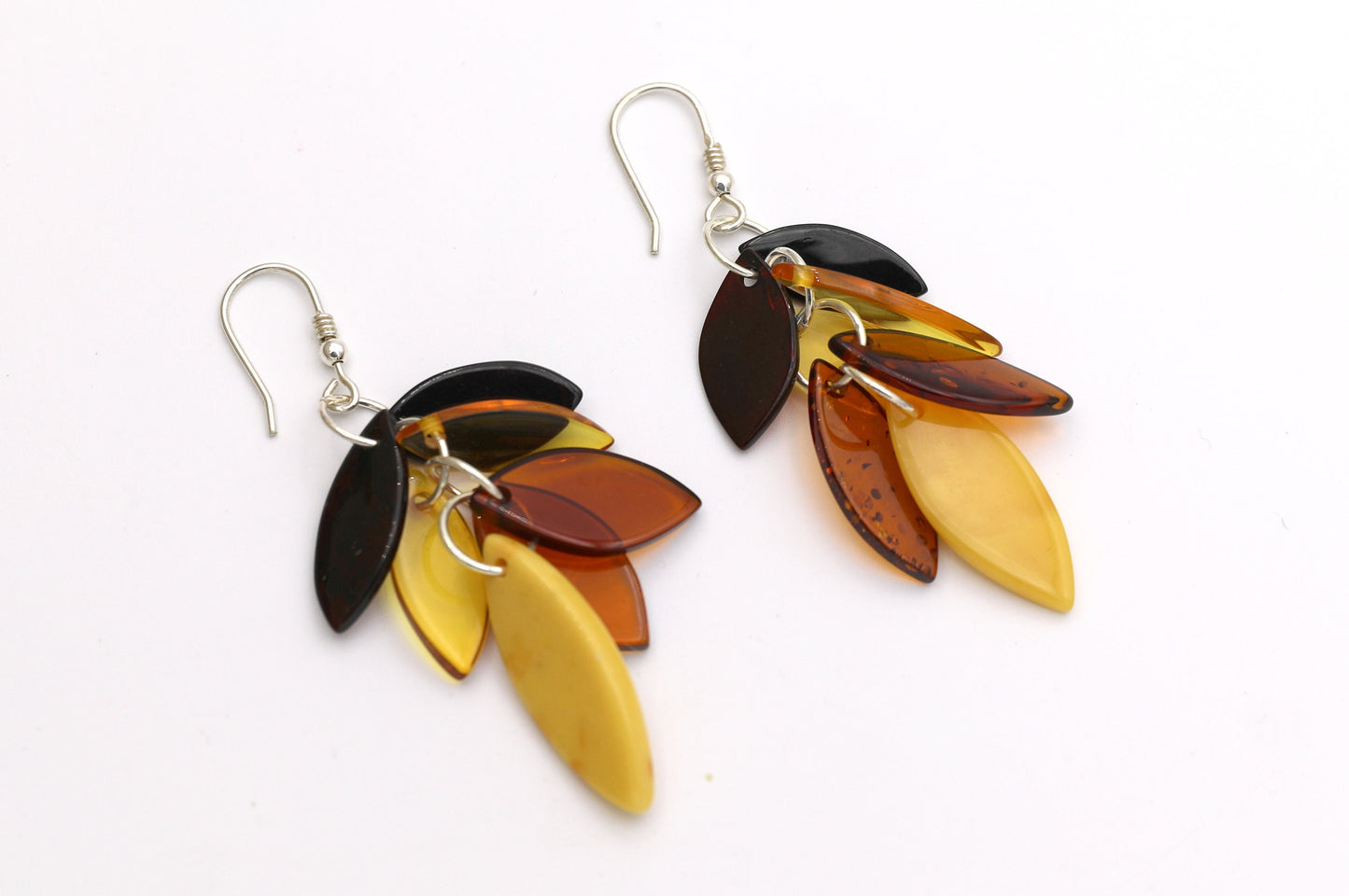 Rustic Baltic Amber Leaf Earrings