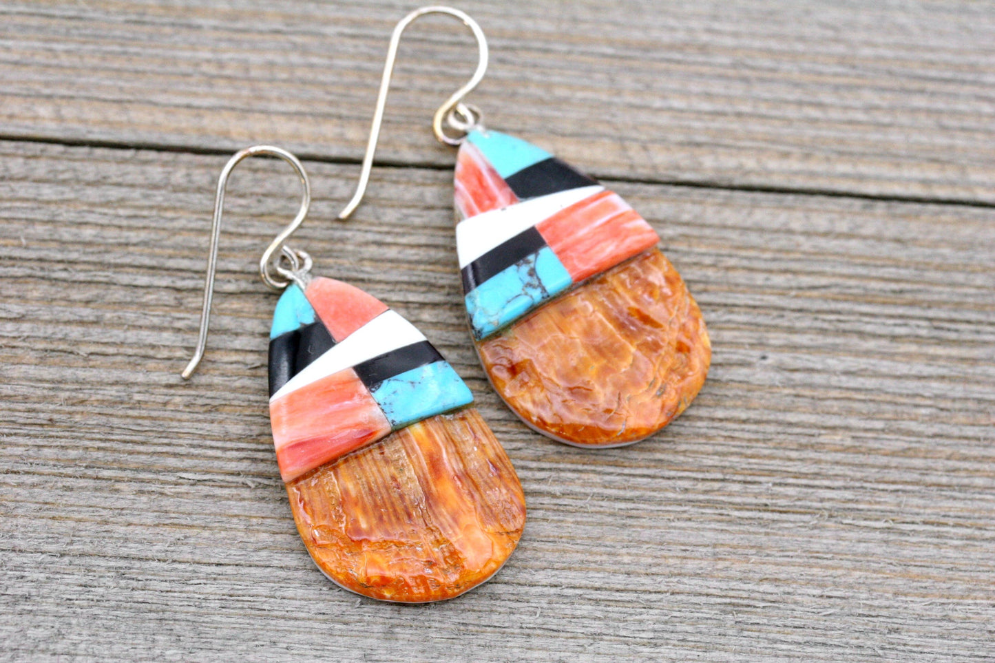 Spiny Oyster Zuni Inlay Earrings