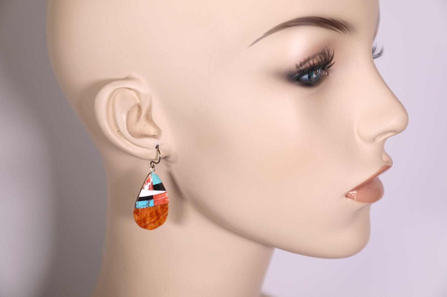 Spiny Oyster Zuni Inlay Earrings