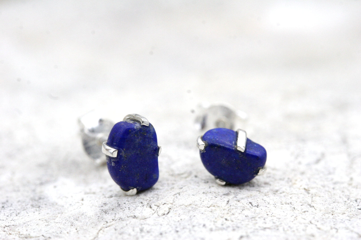 Lapis Lazuli Stud Earrings in Sterling Silver