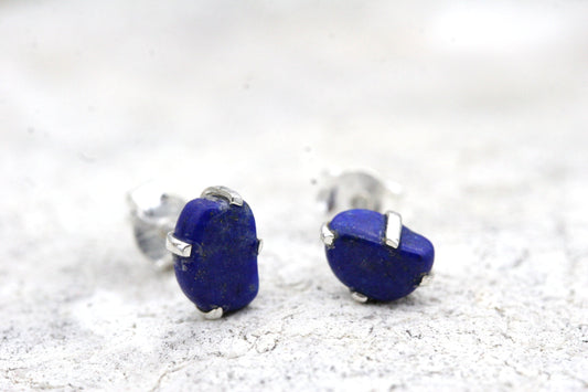 Lapis Lazuli Stud Earrings in Sterling Silver