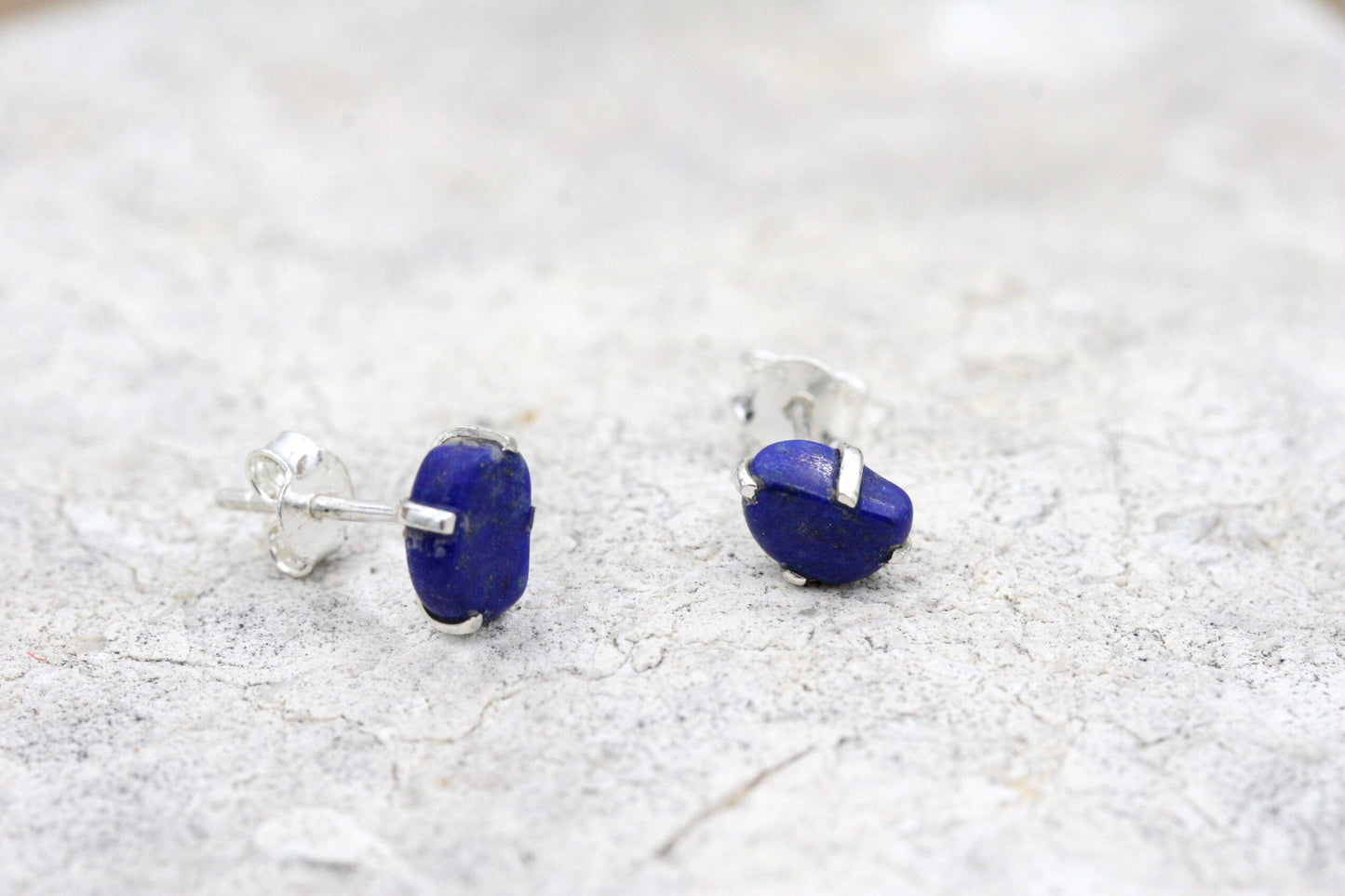 Lapis Lazuli Stud Earrings in Sterling Silver