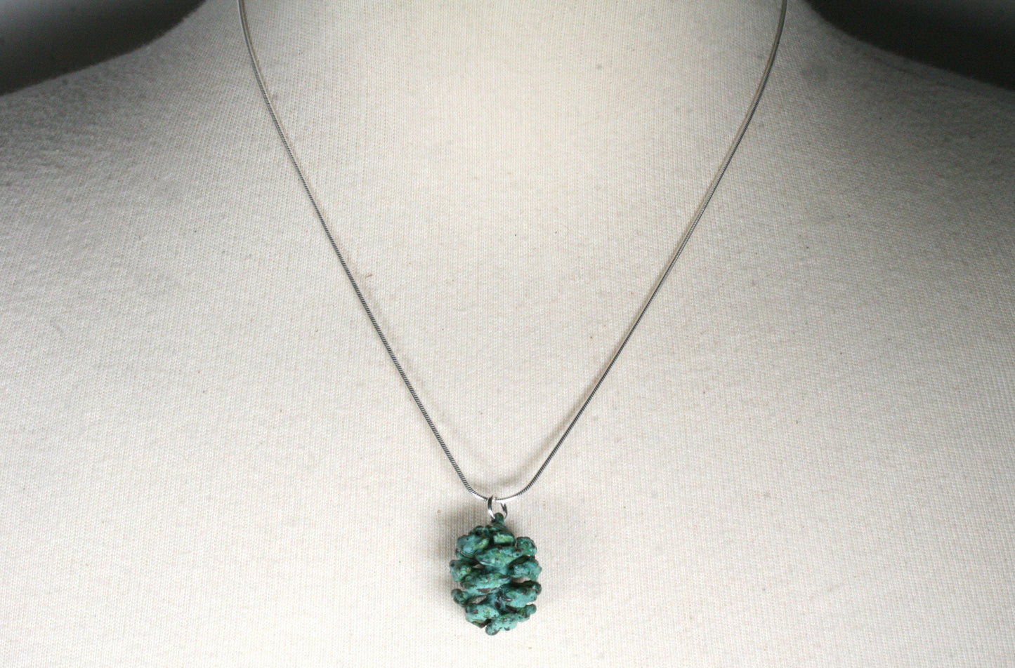 Patina Pinecone Necklace with sterling silver chain