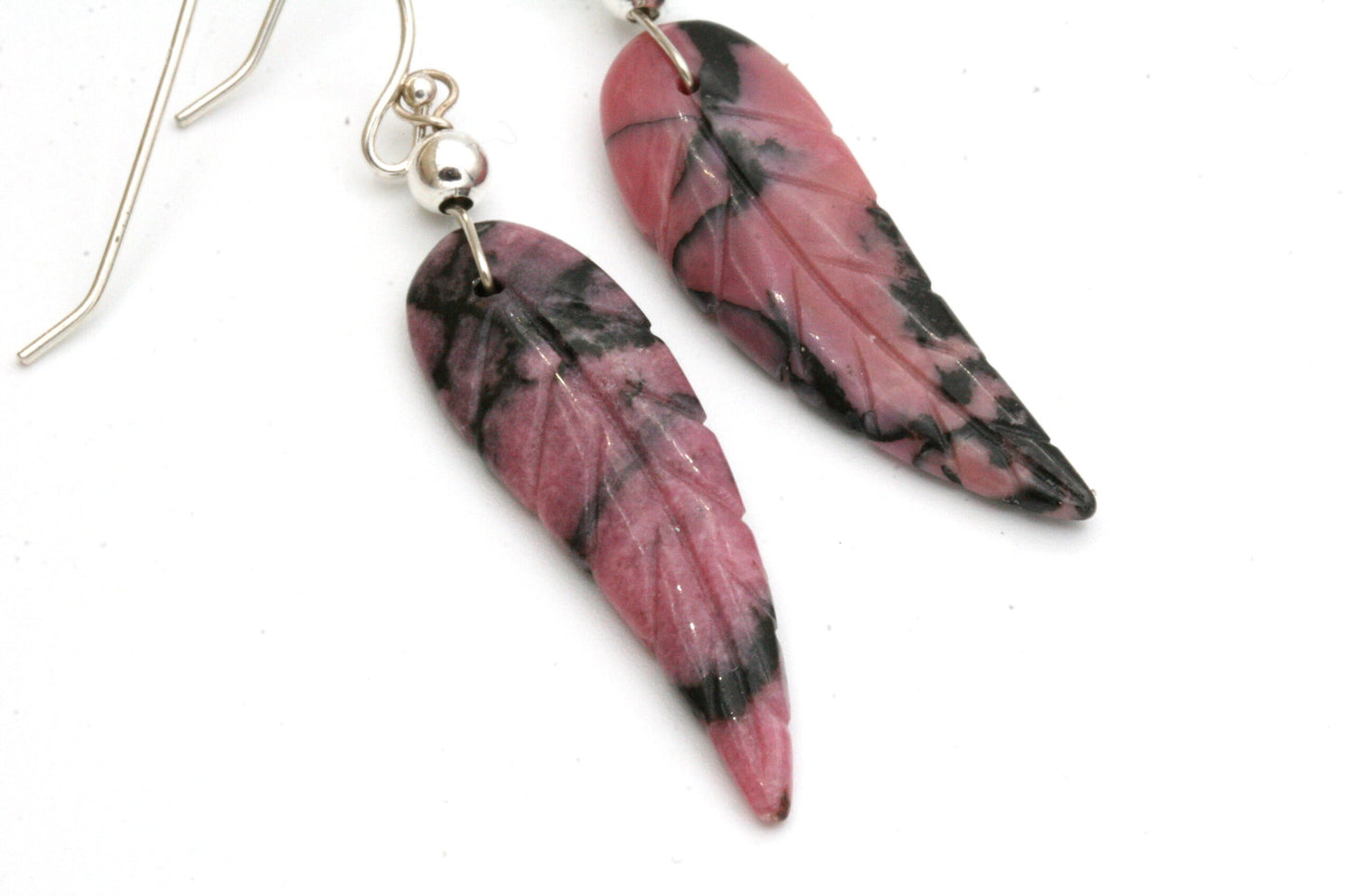 Rhodonite Feather Earrings