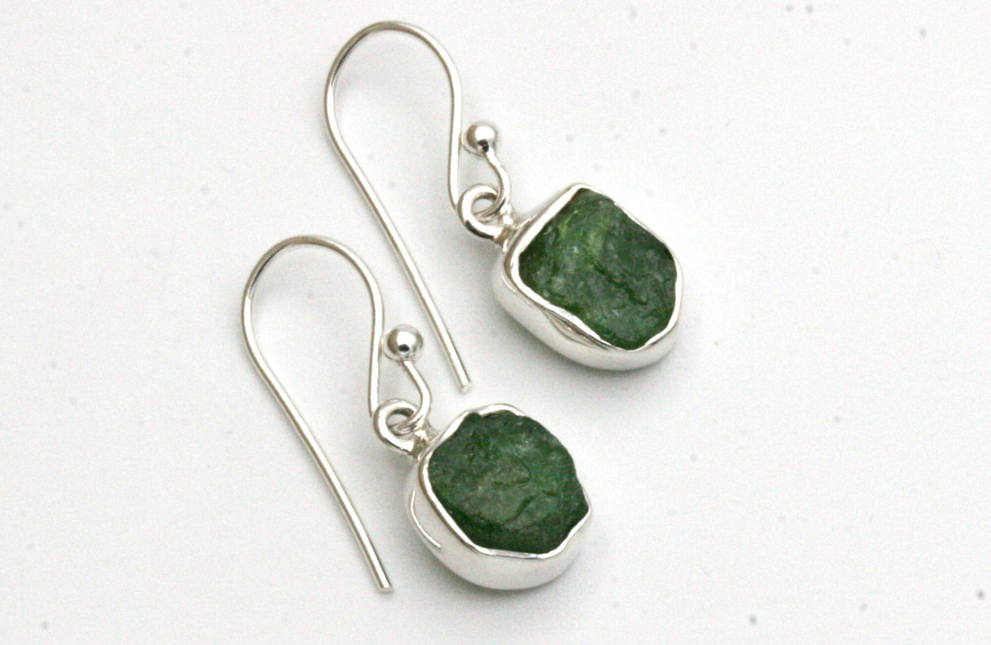 Emerald Drop Earrings in Sterling Silver