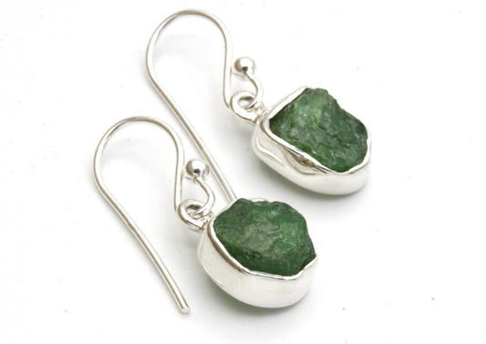 Emerald Drop Earrings in Sterling Silver